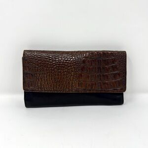 Brahmin Skyler Feline Ombre Croc Melbourne Passport Wallet Wristlet Clutch